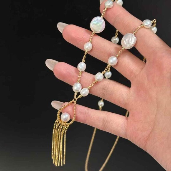 Handmade Baroque Freshwater Pearl Necklace - Picture 2 of 4